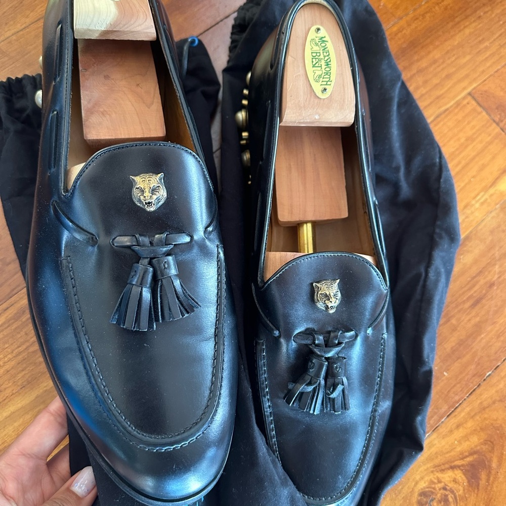Authentic vintage Gucci Tiger Head Tassel Loafers Black - Picture 4 of 8